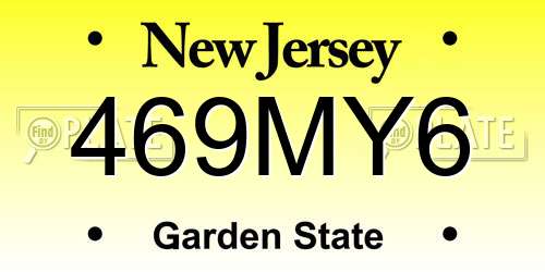 469MY6 New Jersey License Plate