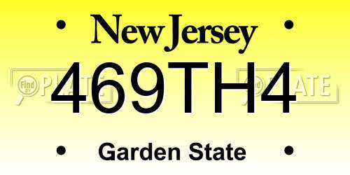 469TH4 New Jersey License Plate