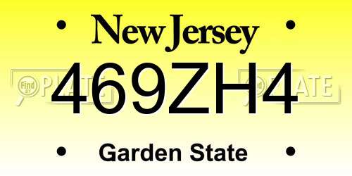 469ZH4 New Jersey License Plate