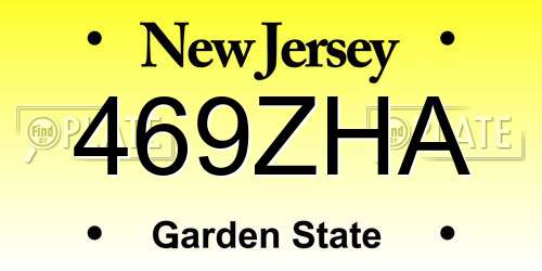 469ZHA New Jersey License Plate