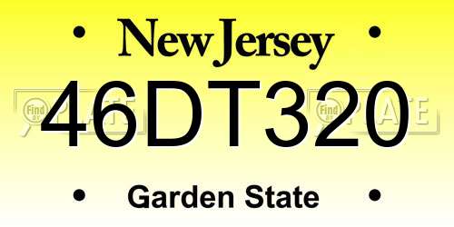 46DT320 New Jersey License Plate