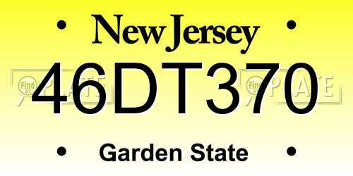 46DT370 New Jersey License Plate