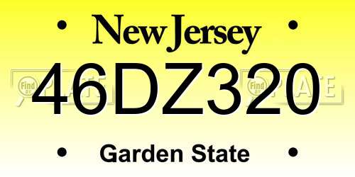 46DZ320 New Jersey License Plate