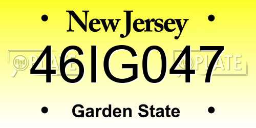 46IG047 New Jersey License Plate