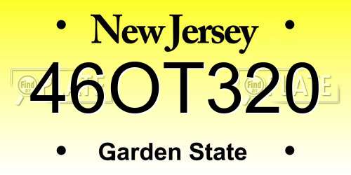 46OT320 New Jersey License Plate
