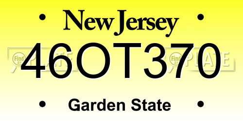 46OT370 New Jersey License Plate