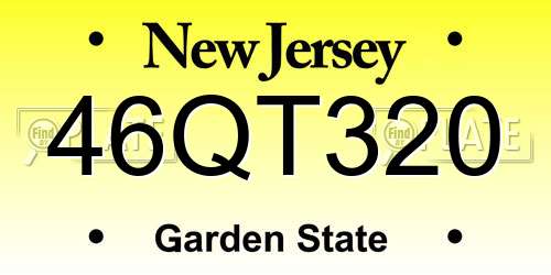 46QT320 New Jersey License Plate
