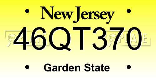 46QT370 New Jersey License Plate