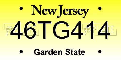 46TG414 New Jersey License Plate