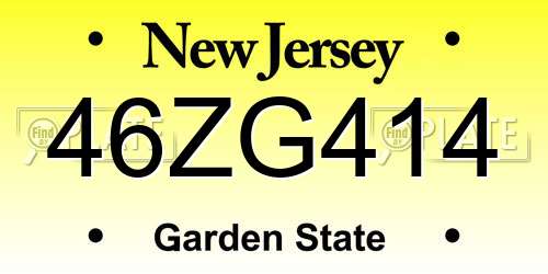 46ZG414 New Jersey License Plate