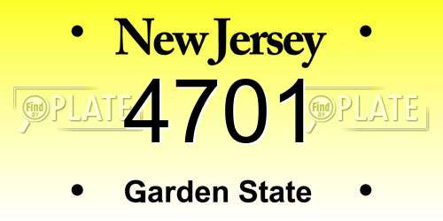 4701 New Jersey License Plate