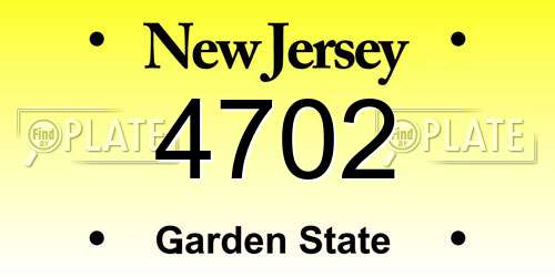 4702 New Jersey License Plate