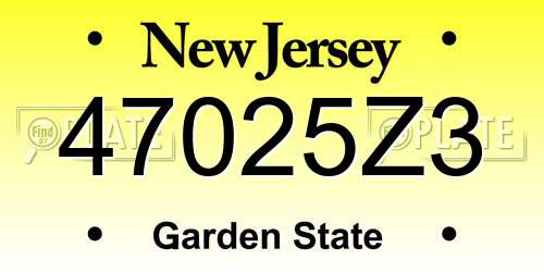 47025Z3 New Jersey License Plate