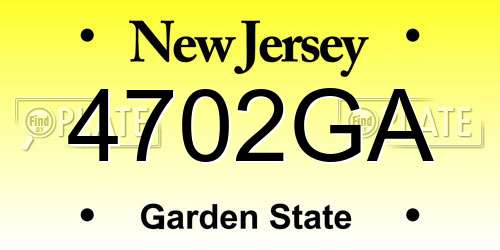 4702GA New Jersey License Plate
