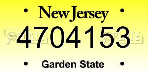 4704153 New Jersey License Plate