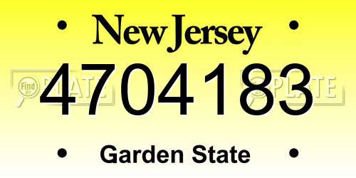 4704183 New Jersey License Plate