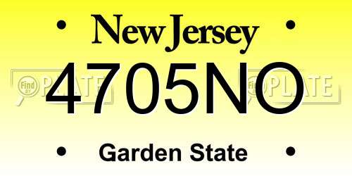 4705NO New Jersey License Plate