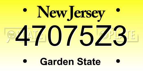 47075Z3 New Jersey License Plate