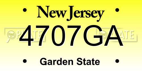 4707GA New Jersey License Plate
