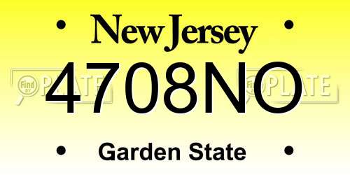 4708NO New Jersey License Plate