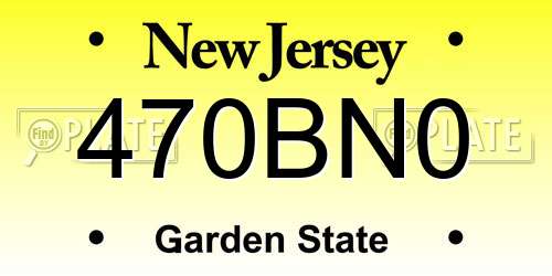470BN0 New Jersey License Plate