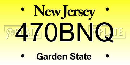 470BNQ New Jersey License Plate