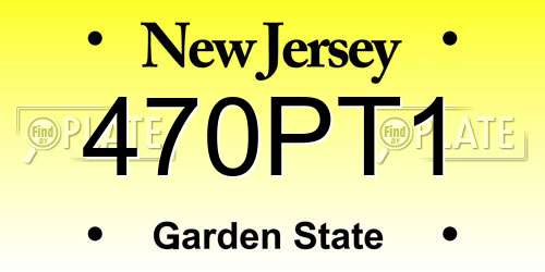 470PT1 New Jersey License Plate