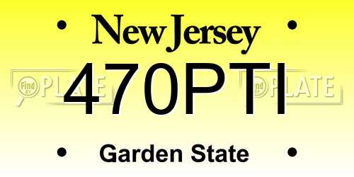 470PTI New Jersey License Plate