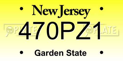 470PZ1 New Jersey License Plate