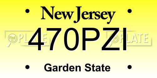 470PZI New Jersey License Plate