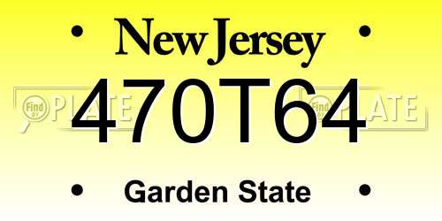 470T64 New Jersey License Plate