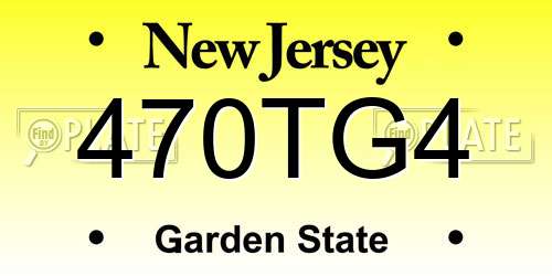 470TG4 New Jersey License Plate