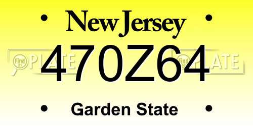 470Z64 New Jersey License Plate