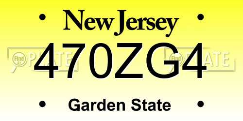 470ZG4 New Jersey License Plate