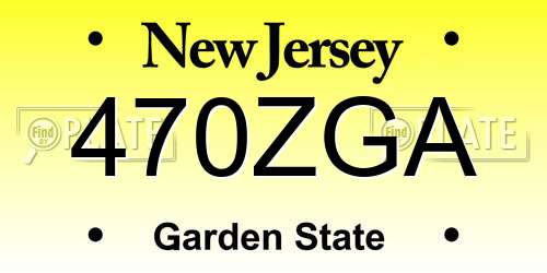 470ZGA New Jersey License Plate