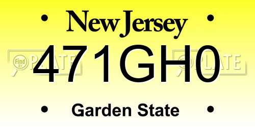 471GH0 New Jersey License Plate