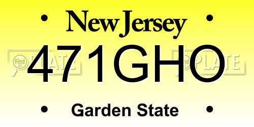 471GHO New Jersey License Plate