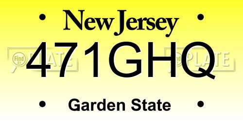 471GHQ New Jersey License Plate