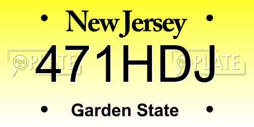 471HDJ New Jersey License Plate