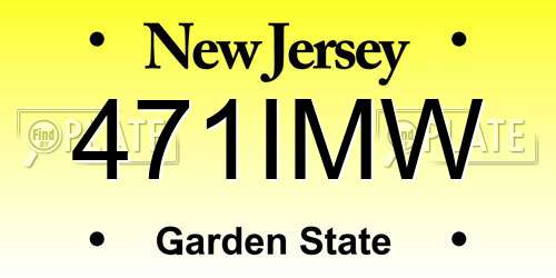 471IMW New Jersey License Plate
