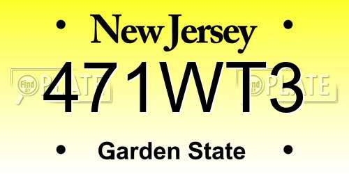 471WT3 New Jersey License Plate