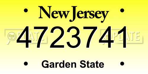 4723741 New Jersey License Plate