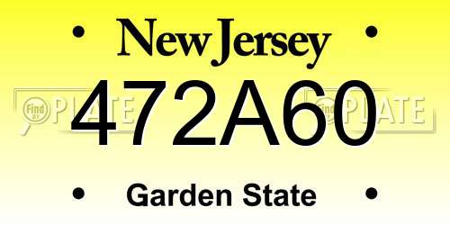 472A60 New Jersey License Plate