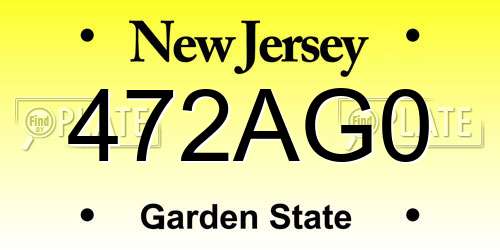 472AG0 New Jersey License Plate
