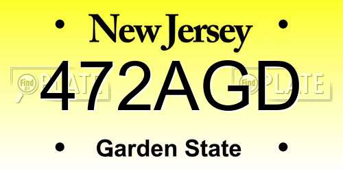 472AGD New Jersey License Plate