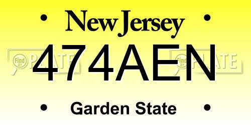 474AEN New Jersey License Plate