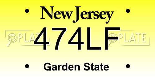 474LF New Jersey License Plate