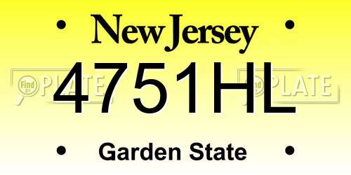 4751HL New Jersey License Plate