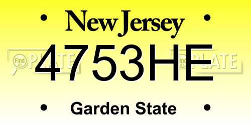 4753HE New Jersey License Plate