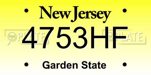 4753HF New Jersey License Plate